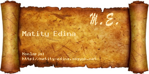 Matity Edina névjegykártya